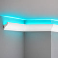 ACL-006 modern curved LED crown molding with hidden turquoise ceiling light