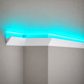ACL-008 angular white LED crown molding with turquoise indirect ceiling lighting