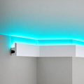 ACL-009 modern white LED crown molding with concealed turquoise uplighting
