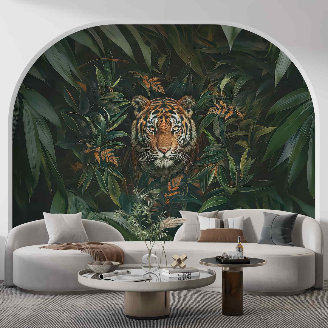 A Tiger in the Forest Wallpaper, Botanical and Exotic Wall Decal YH-05061