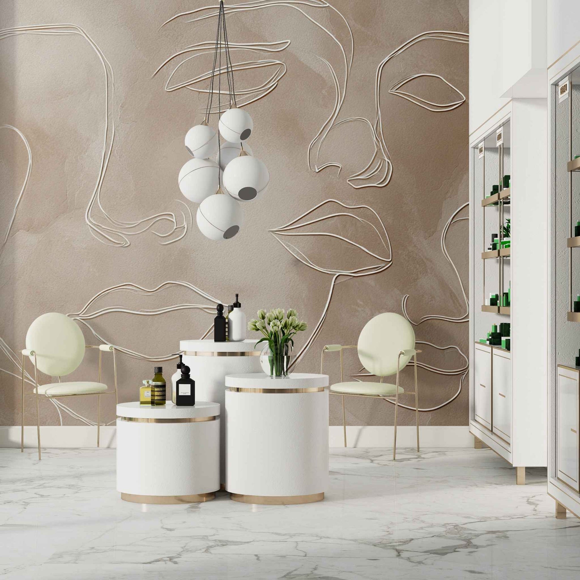 Abstract Face Line Art Wallpaper Minimal Modern Wall Mural Design YK-06019