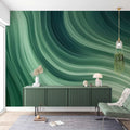 Abstract Green Wallpaper  Ombre Wave Wall Mural YM-02573