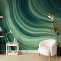 Abstract Green Wallpaper  Ombre Wave Wall Mural YM-02573
