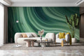 Abstract Green Wallpaper  Ombre Wave Wall Mural YM-02573 