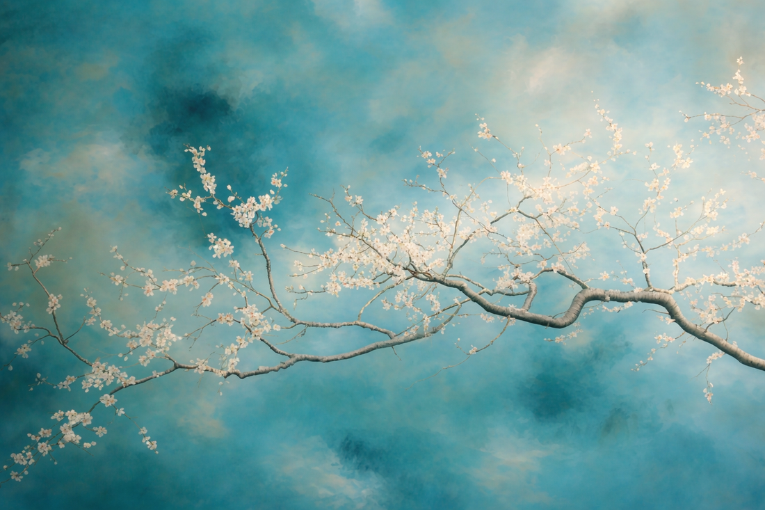 Almond Blossom Wallpaper Chinoiserie Wall Mural Van Gogh Inspired Floral Wallpaper YF-02578