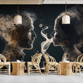 Artistic Café Wallpaper with Stylish Women and Men Wall Art YC-00196