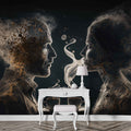 Artistic Café Wallpaper with Stylish Women and Men Wall Art YC-00196