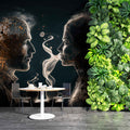 Artistic Café Wallpaper with Stylish Women and Men Wall Art YC-00196