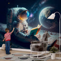 Astronaut Reading a Book on the Moon Wallpaper | YU-10020