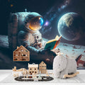 Astronaut Reading a Book on the Moon Wallpaper | YU-10020