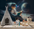 Astronaut Reading a Book on the Moon Wallpaper | YU-10020
