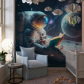 Astronaut Reading a Book on the Moon Wallpaper | YU-10020