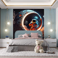 wallpaper peel and stick Astronaut on The Moon Wallpaper Space Mural YCO-00211
