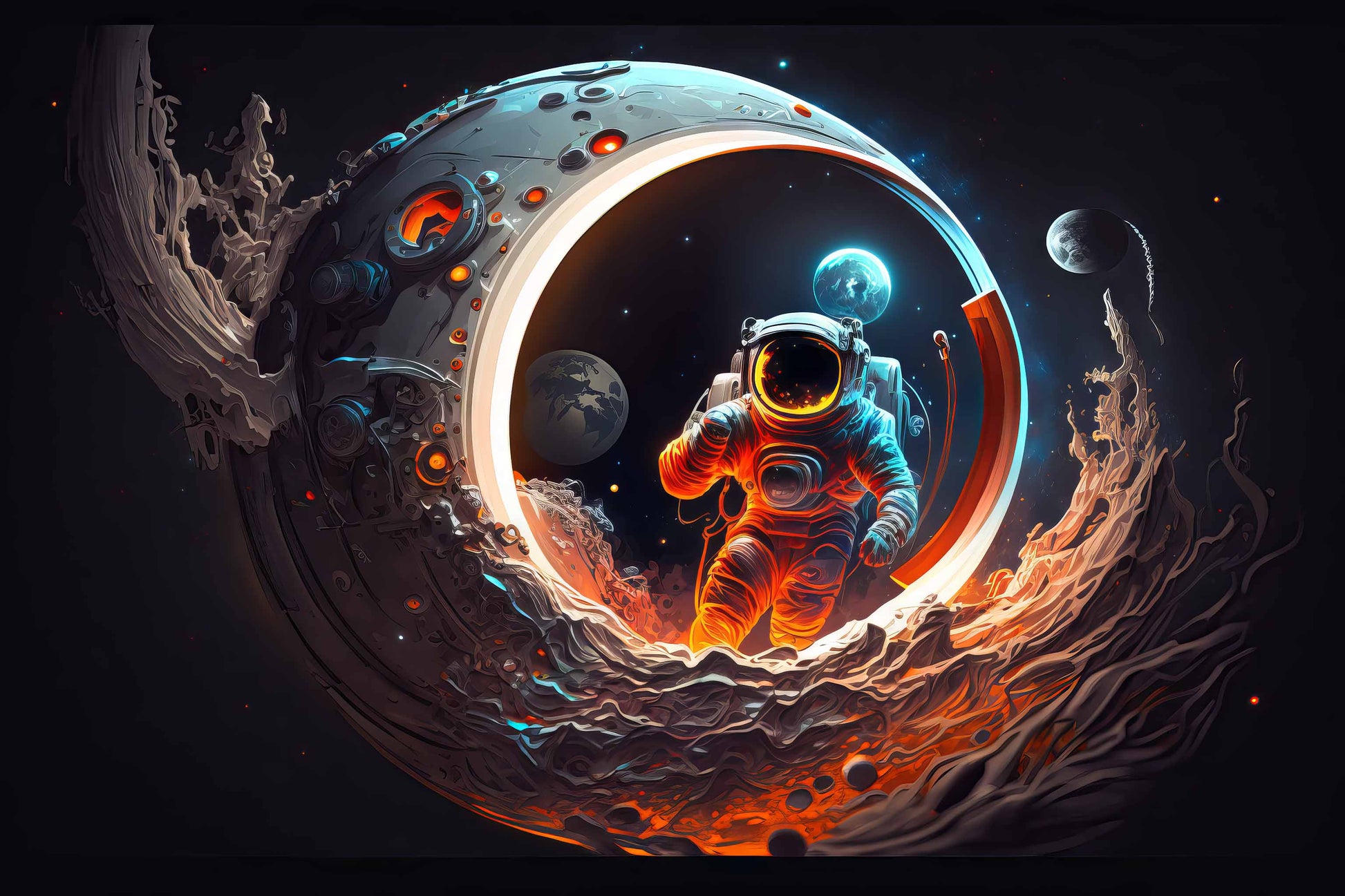 Astronaut on The Moon Wallpaper  Space Mural YCO-00211