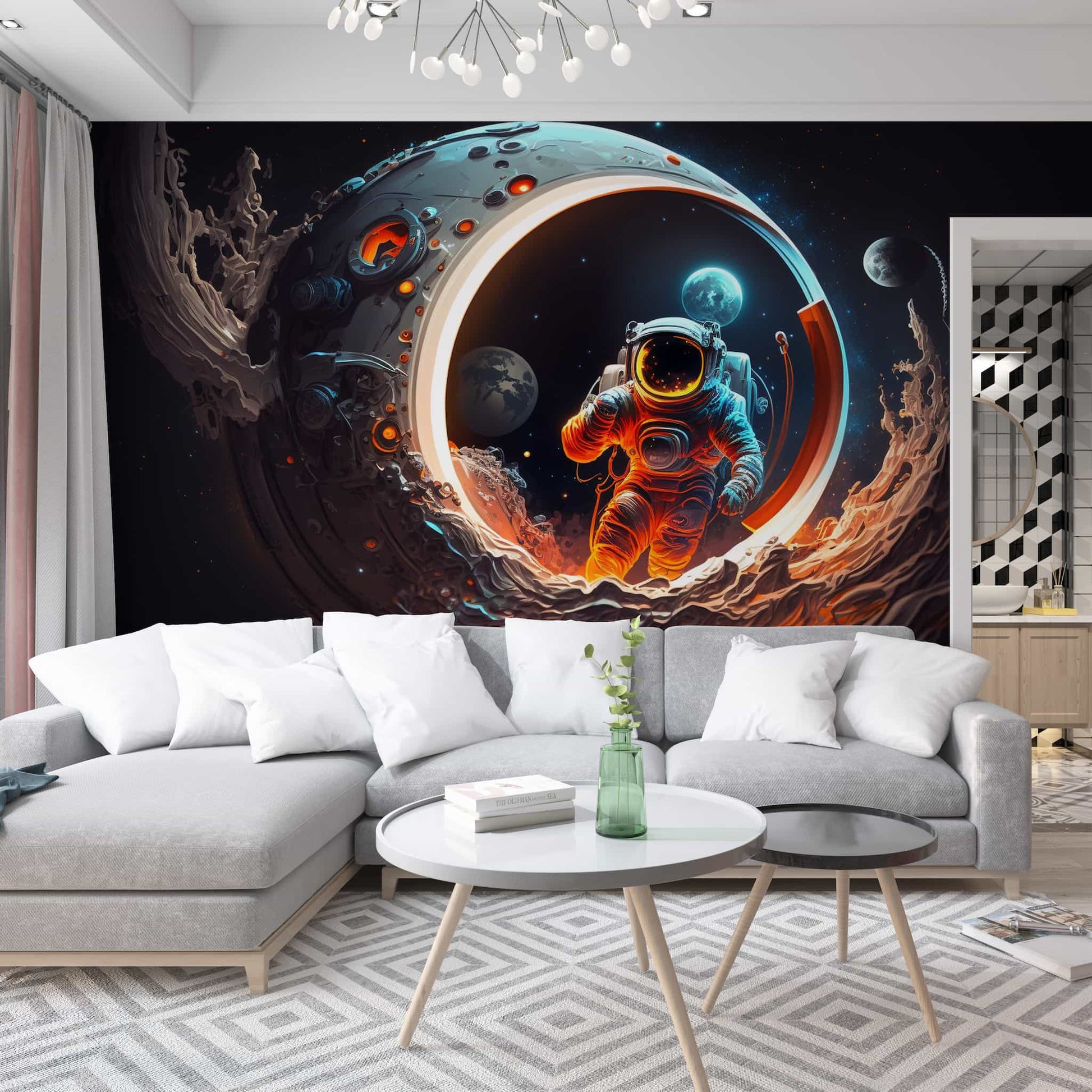 Astronaut on The Moon Wallpaper  Space Mural YCO-00211