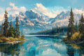 Banff National Park Wallpaper, Mountain and Lake Landscape Wall Decal YD-05010
