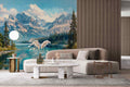 Banff National Park Wallpaper, Mountain and Lake Landscape Wall Decal YD-05010