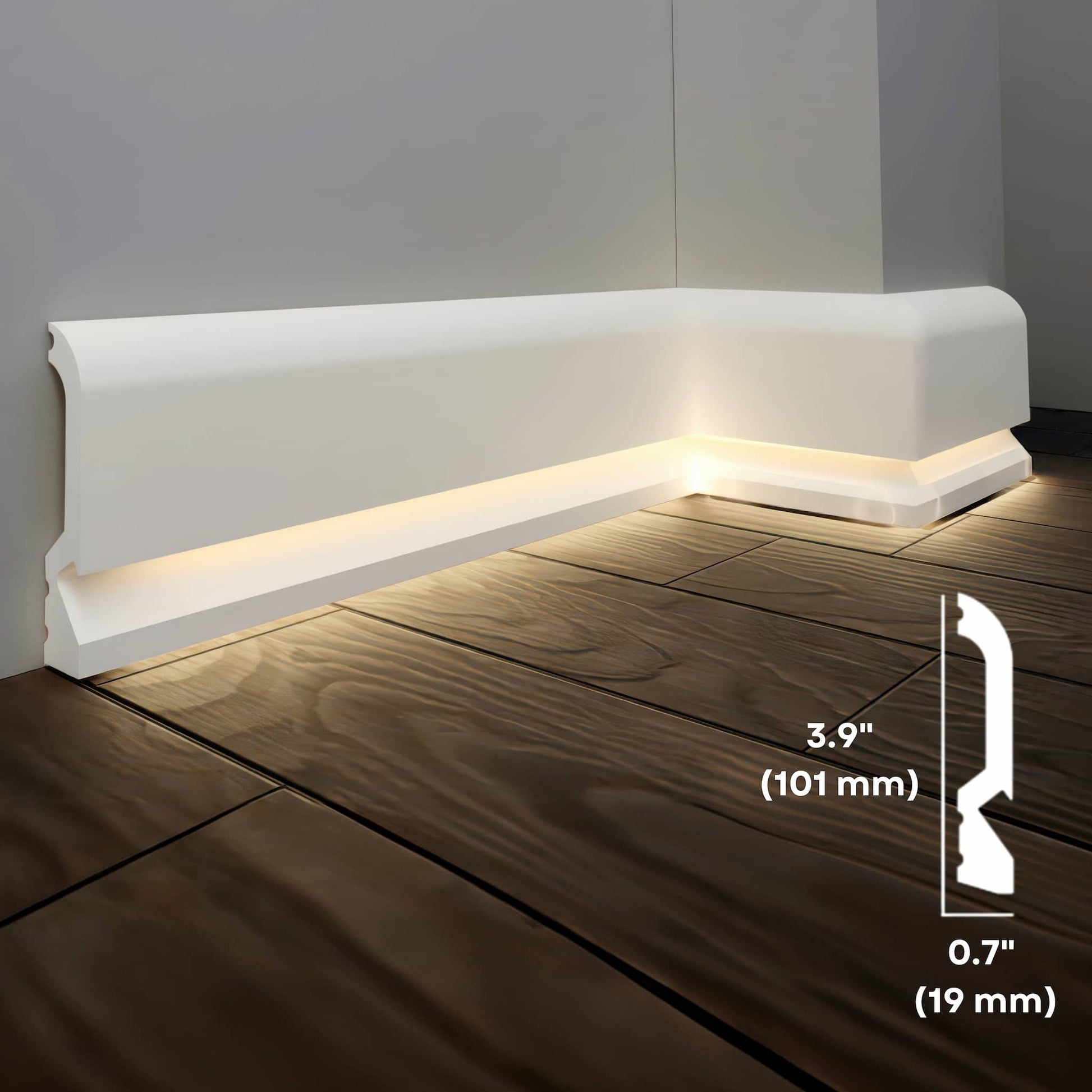 Baseboard Molding with Led Duct