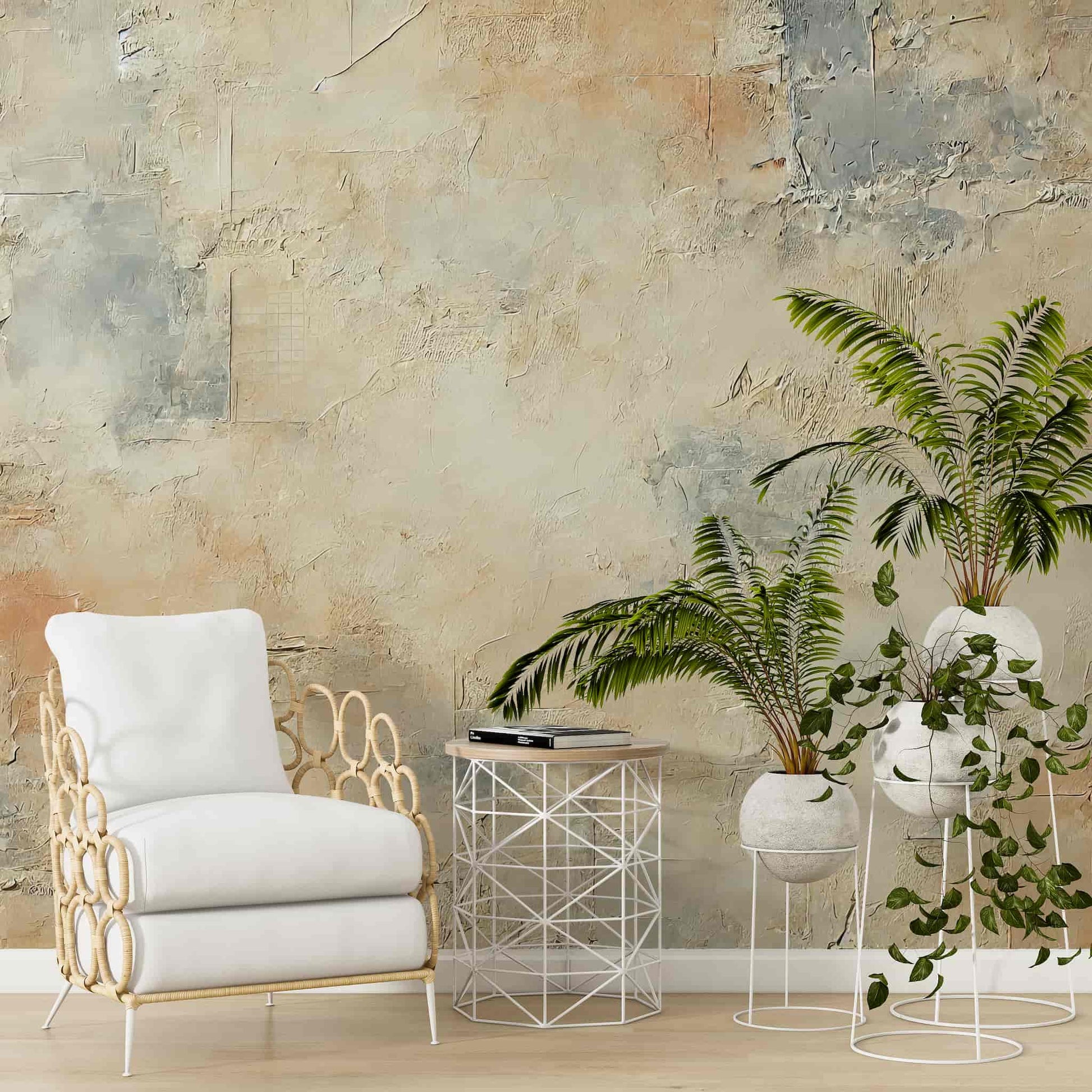 Beige Gray Plaster Wallpaper  Concrete Textured Wall Mural YS-05025