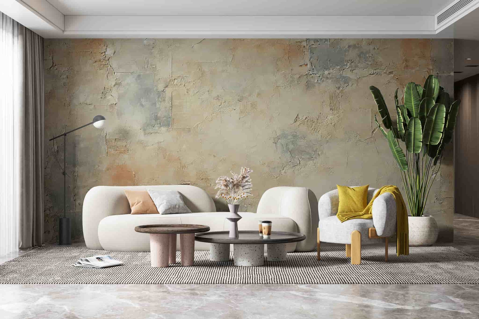 Beige Gray Plaster Wallpaper  Concrete Textured Wall Mural YS-05025