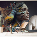Bird Woman Wallpaper, Hairdresser Beauty Center Wallpaper YK-00586