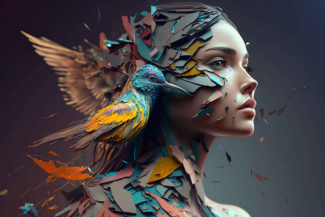 Bird Woman Wallpaper, Hairdresser Beauty Center Wallpaper YK-00586