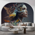 Bird Woman Wallpaper, Hairdresser Beauty Center Wallpaper YK-00586