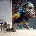 Bird Woman Wallpaper, Hairdresser Beauty Center Wallpaper YK-00586