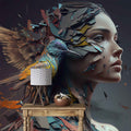 Bird Woman Wallpaper, Hairdresser Beauty Center Wallpaper YK-00586
