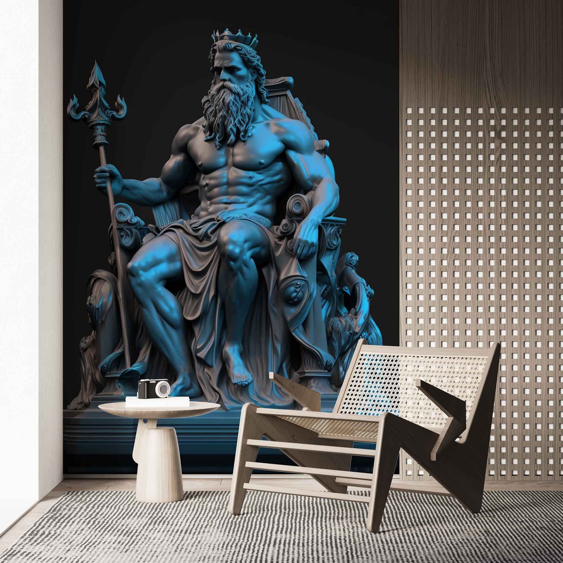Blue Poseidon Wallpaper, Greek Mythology Wall Decal YM-00049