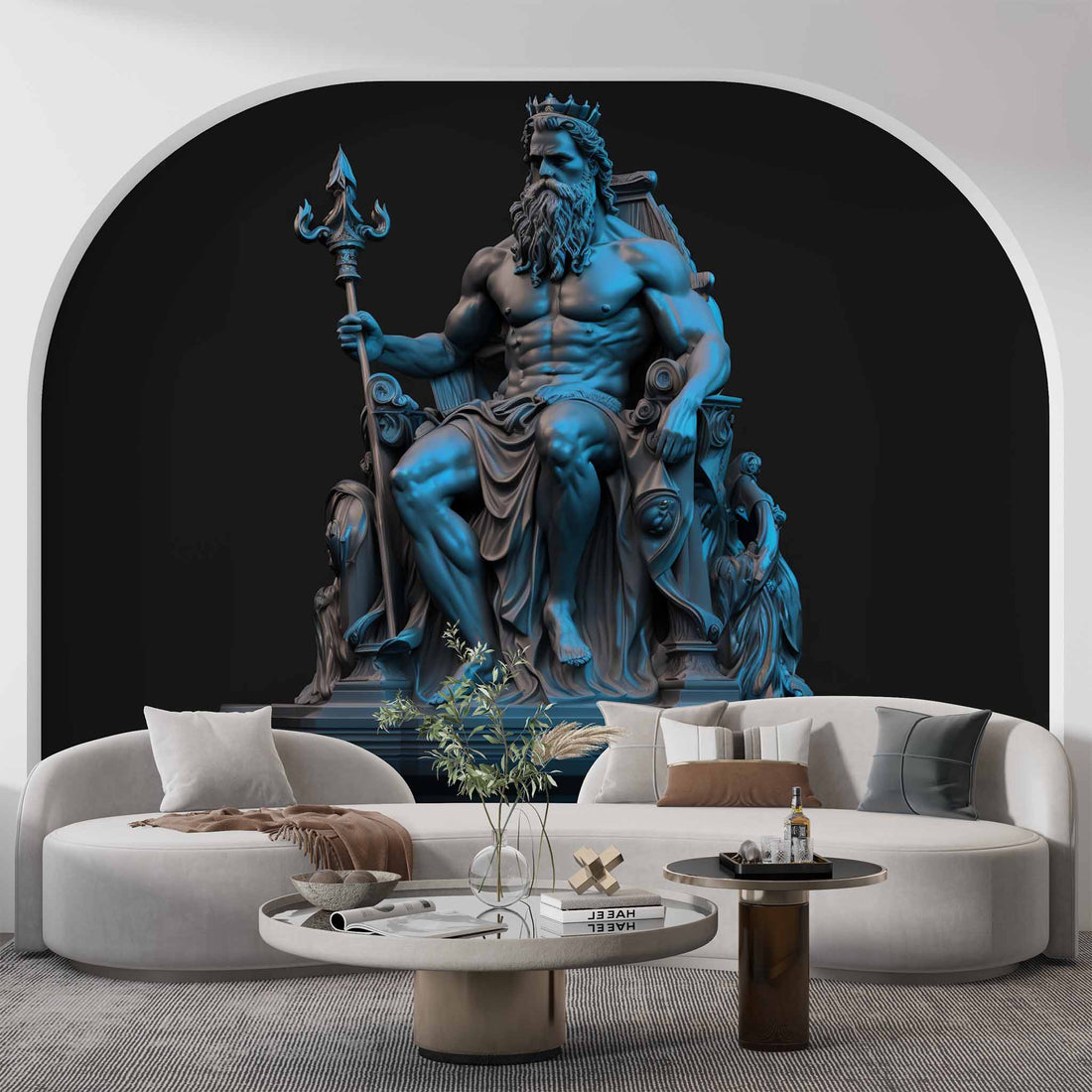 Blue Poseidon Wallpaper, Greek Mythology Wall Decal YM-00049