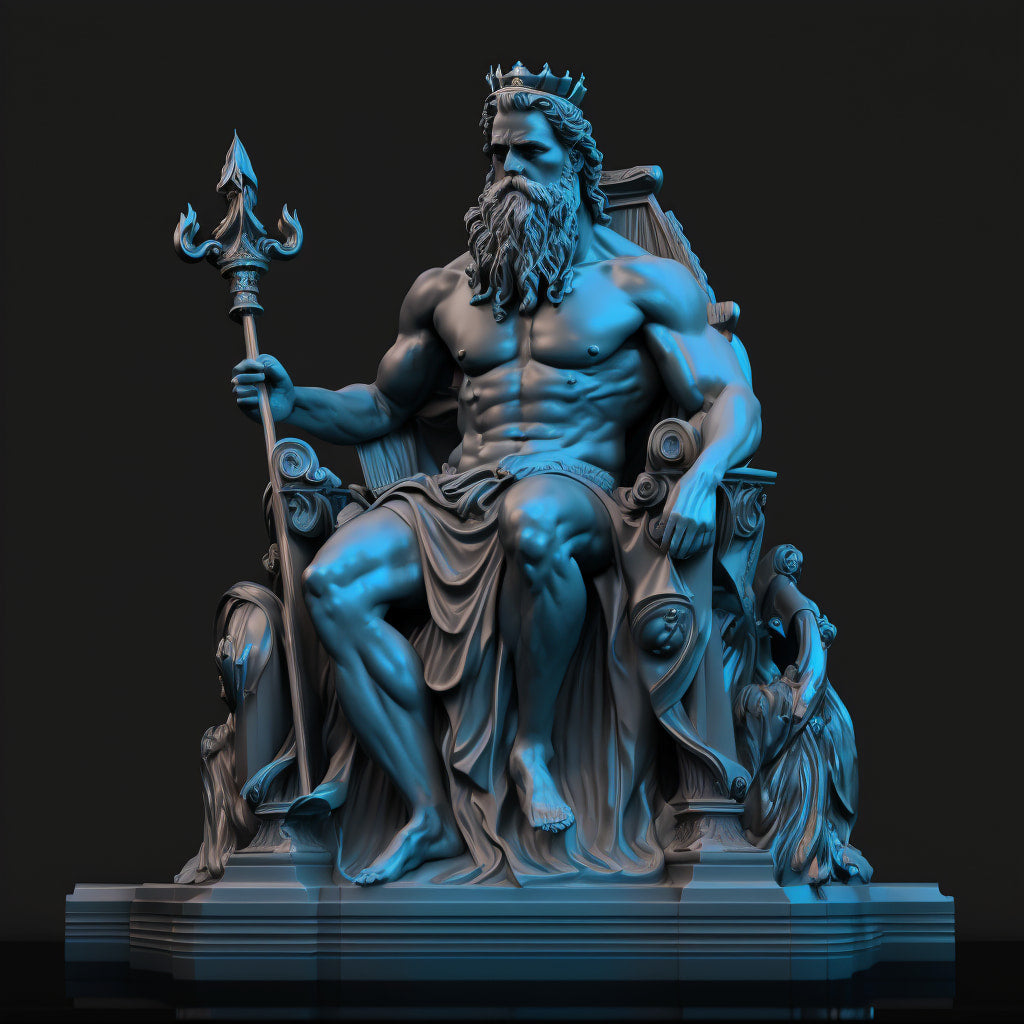 Blue Poseidon Wallpaper, Greek Mythology Wall Decal YM-00049