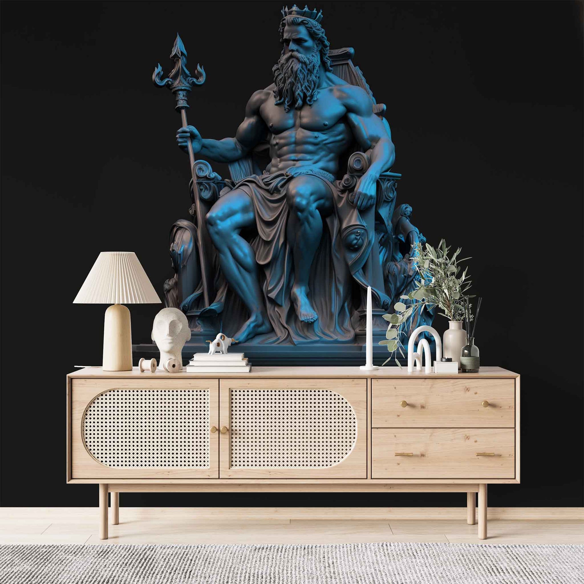 Blue Poseidon Wallpaper, Greek Mythology Wall Decal YM-00049