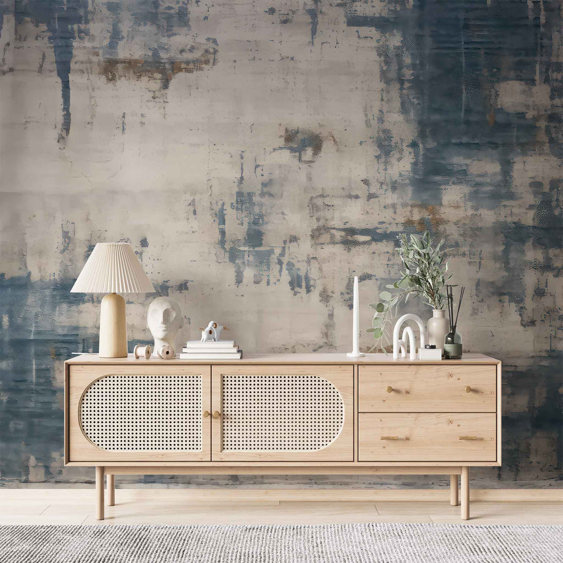Blue Rustic Wallpaper | Concrete Textured Wall Mural YF-02500