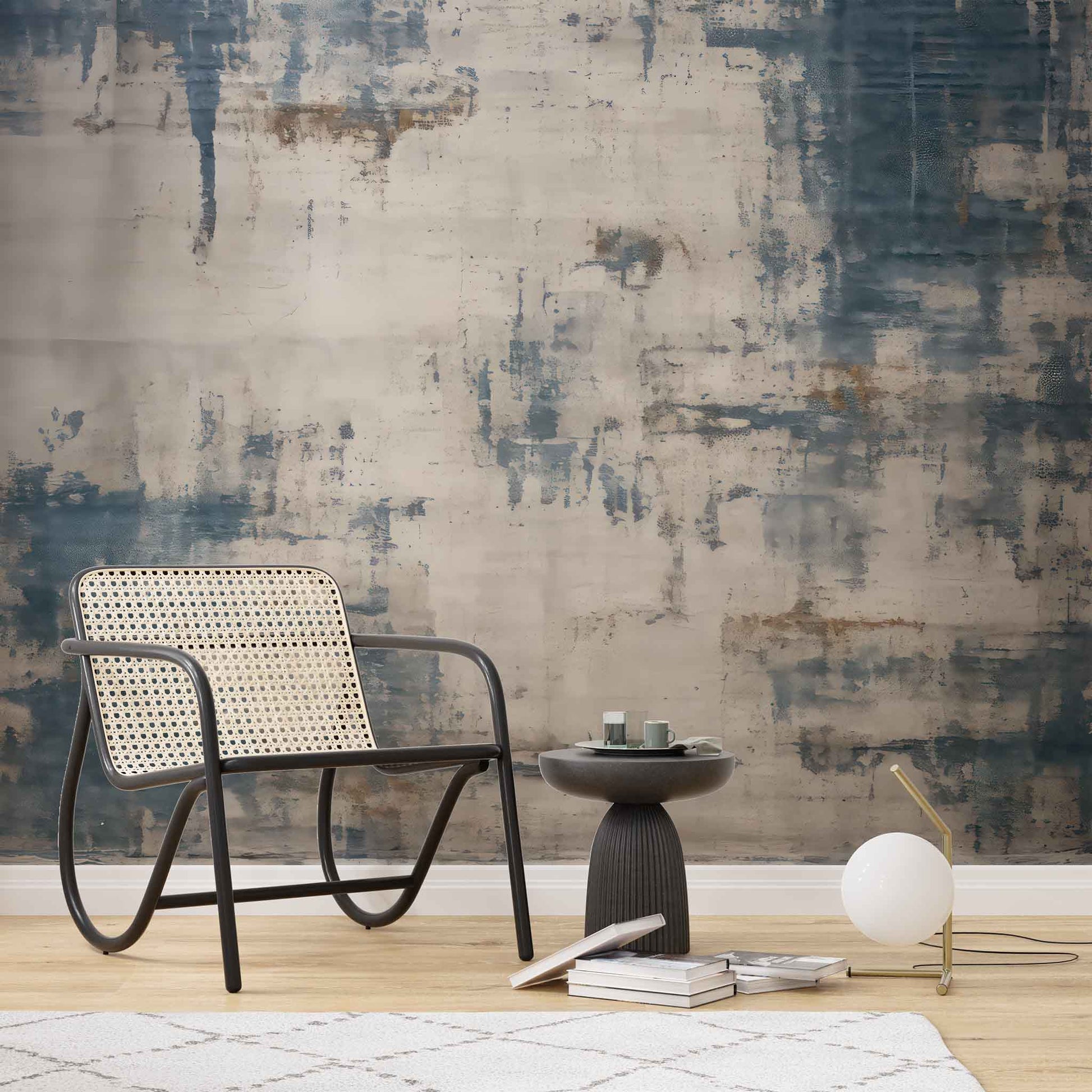 Blue Rustic Wallpaper | Concrete Textured Wall Mural YF-02500