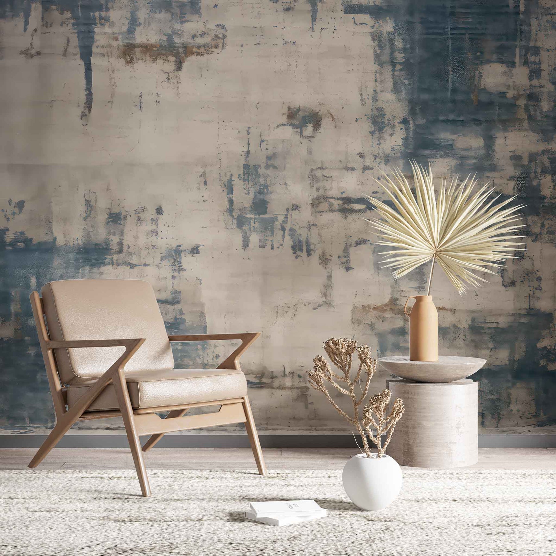 peel and stick wallpaper Blue Rustic Wallpaper | Concrete Textured Wall Mural YF-02500
