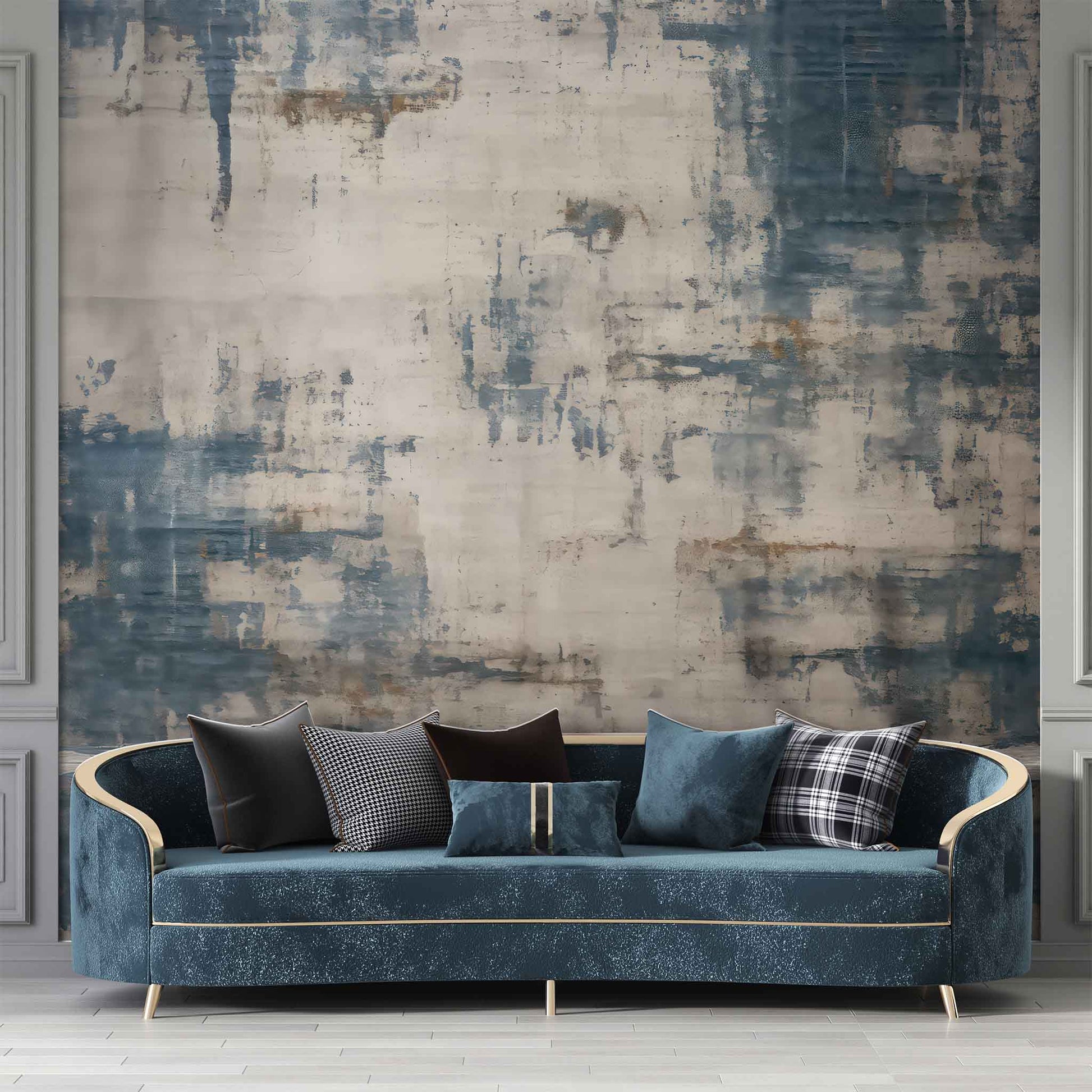 Blue Rustic Wallpaper | Concrete Textured Wall Mural YF-02500