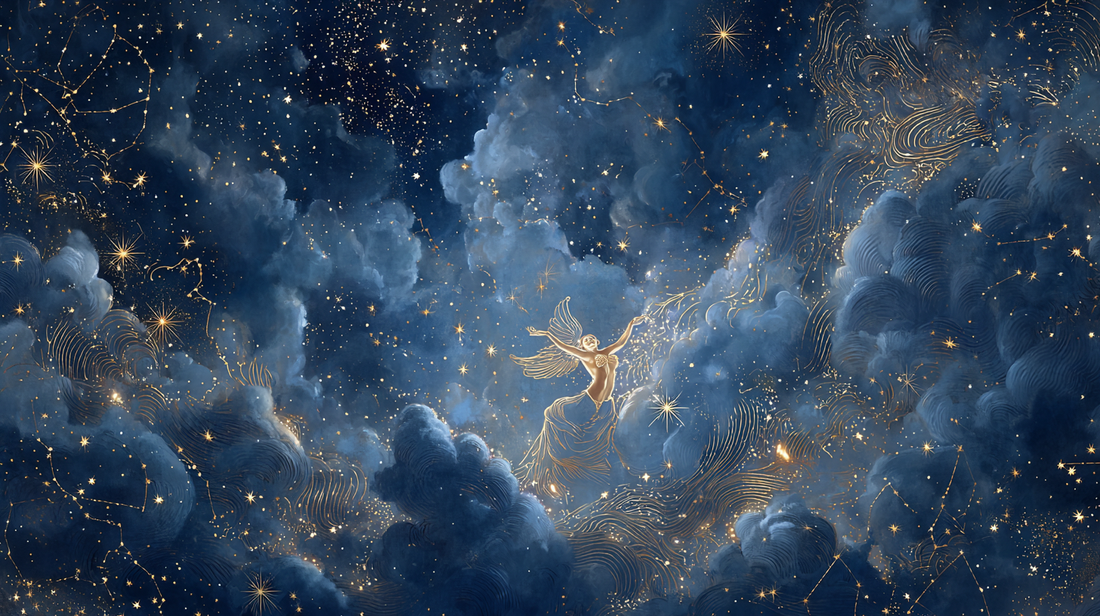 Blue Wall Mural Wallpaper Nyx Night Goddess Inspired Cosmic Design YT-06031