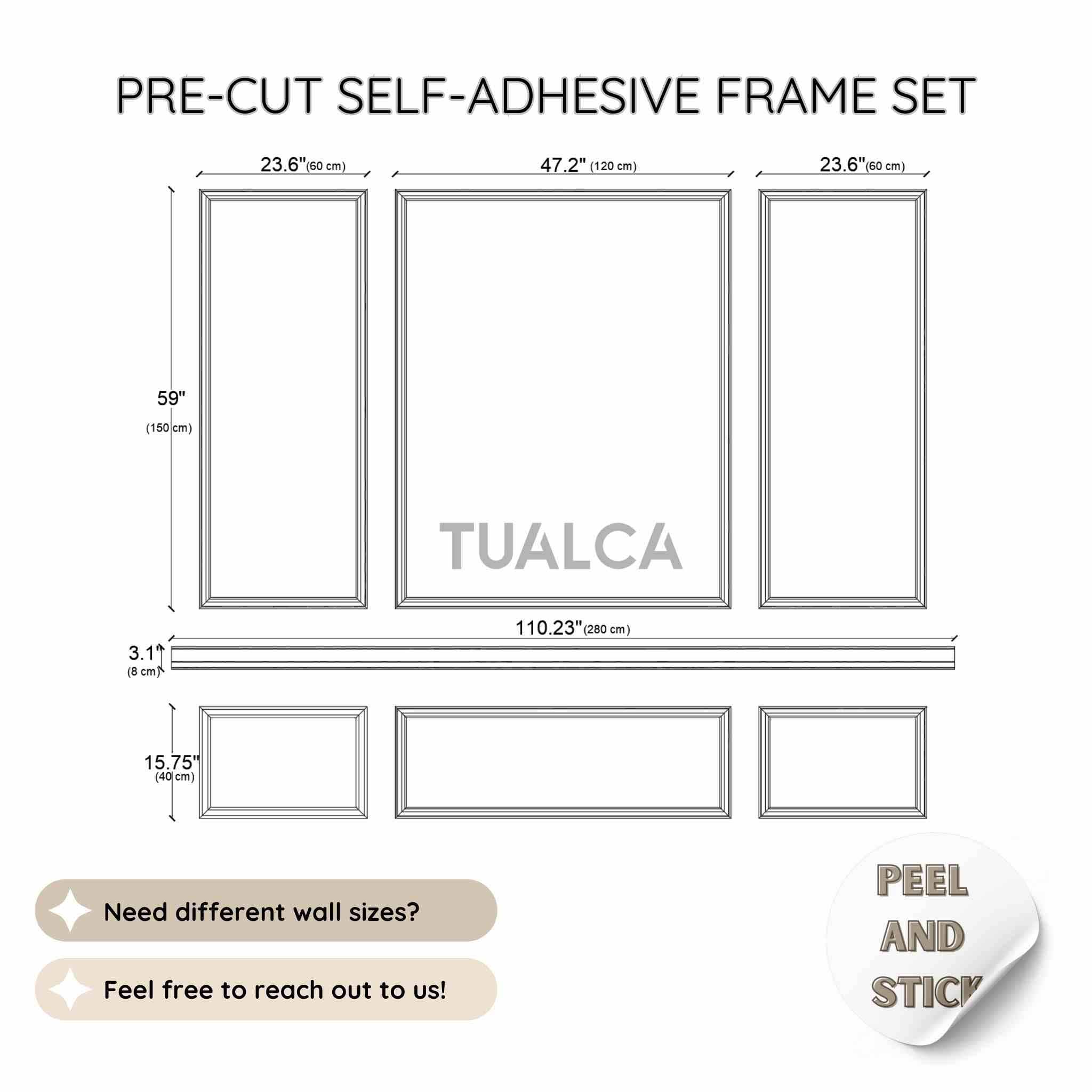 Wall Molding Kit Sunnyglade Pre-Cut – 3 Frame Wainscoting Panels, Easy ...