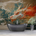 Chinese Dragon Wallpaper | Chinoiserie Wall Mural YCO-03005