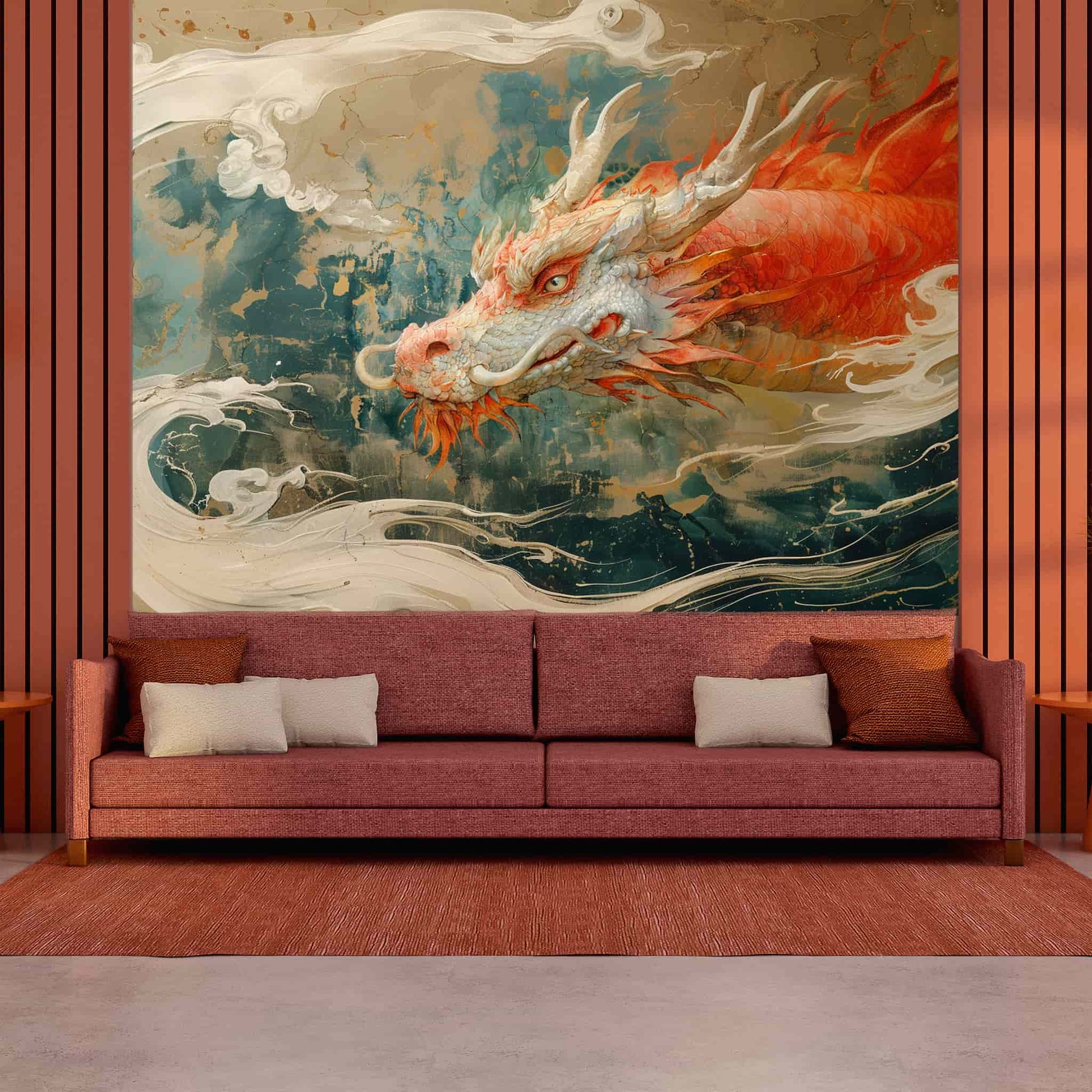 Chinese Dragon Wallpaper | Chinoiserie Wall Mural YCO-03005