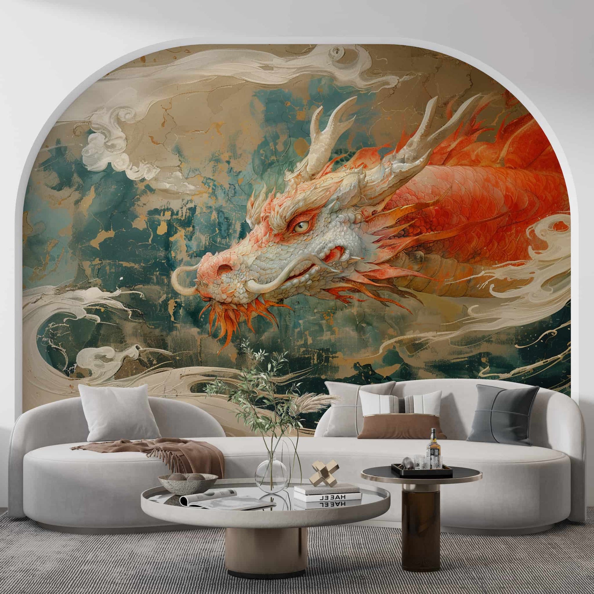 Chinese Dragon Wallpaper | Chinoiserie Wall Mural YCO-03005