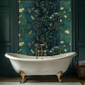 Chinoiserie Botanical Wallpaper Elegant Green Floral Bird Wall Art YM-06010