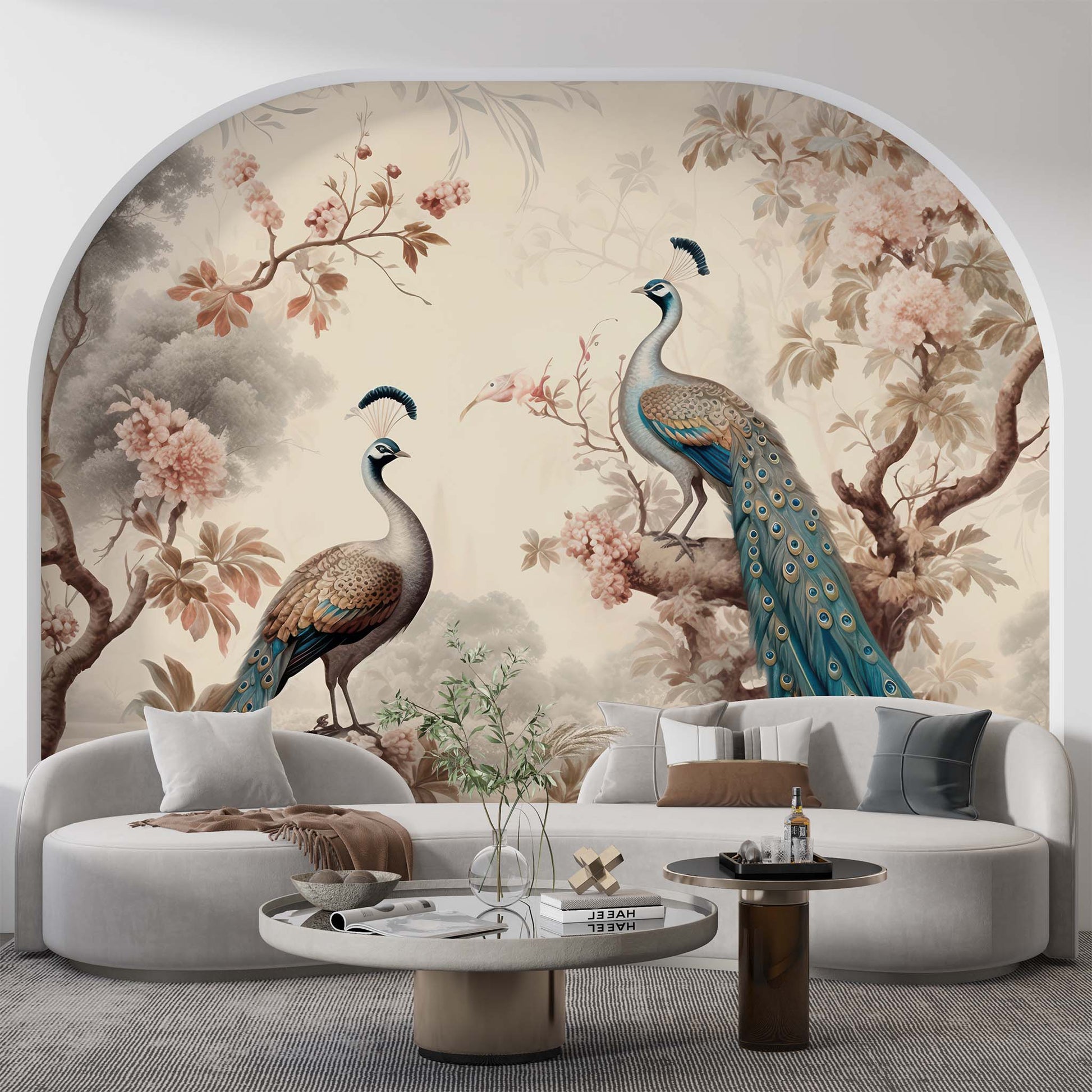 Chinoiserie Peacock Wallpaper | Birds Wall Mural YH-02293