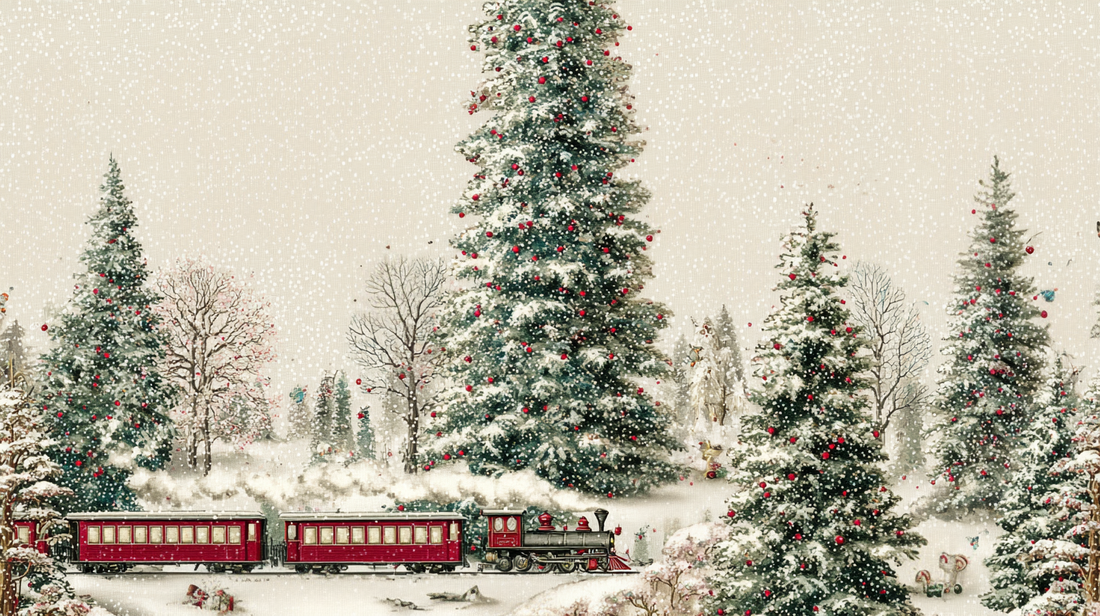 Christmas Train Wallpaper for Walls | Cute Snowy Scene Removable Mural YD-05124