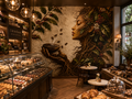 Coffee Shop Wall Mural Botanical Coffee Art Wallpaper for Cafe Bakery and Restaurant YC-06044