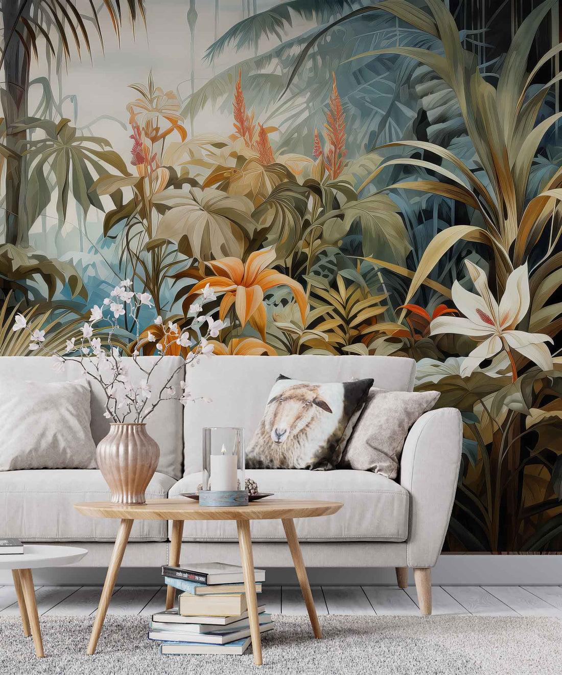 Colorful Tropical Flowers Wallpaper | Vibrant Floral Design for Home Decor YD-02384