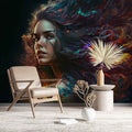 Colorful Woman Wallpaper, Beautiful Hairdresser Wallpaper YK-00388