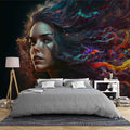 Colorful Woman Wallpaper, Beautiful Hairdresser Wallpaper YK-00388