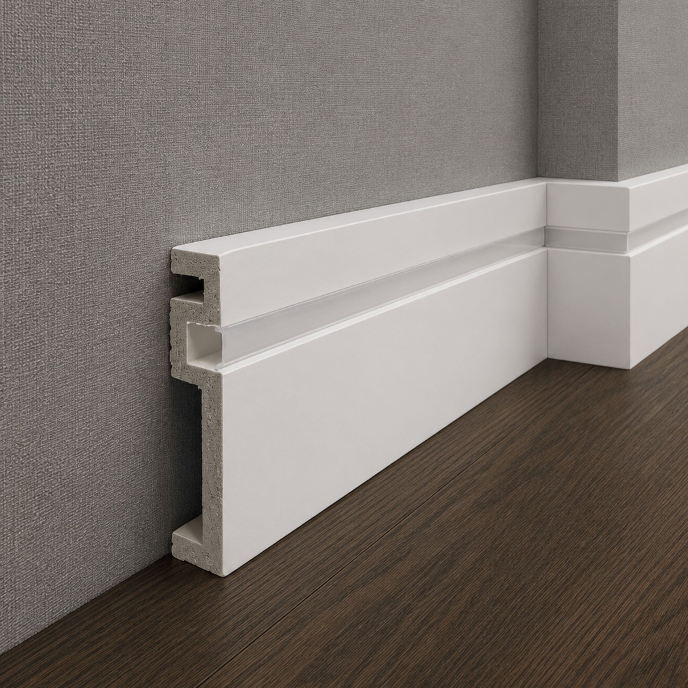 Luxury Staircase Lighting with LED Baseboard Molding